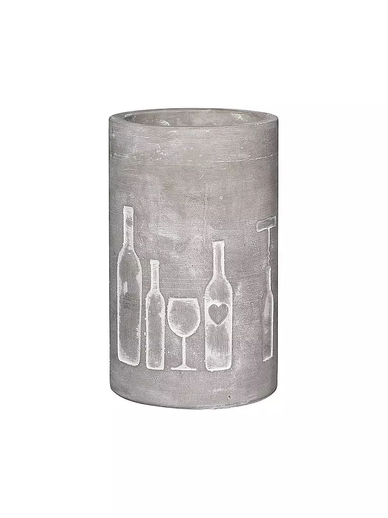 RAEDER | Weinkühler aus Beton 21cm "Flasche und Glas" | grau
