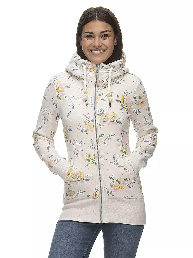 RAGWEAR | Sweatjacke NESKA FLOWER | weiss