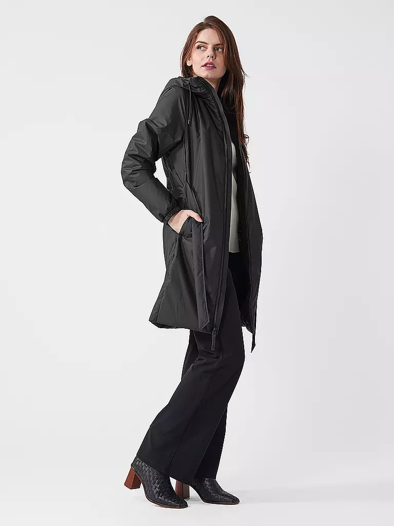 RAINS | Regenjacke LOHJA LONG INSULTED CURVED JACKET  | schwarz