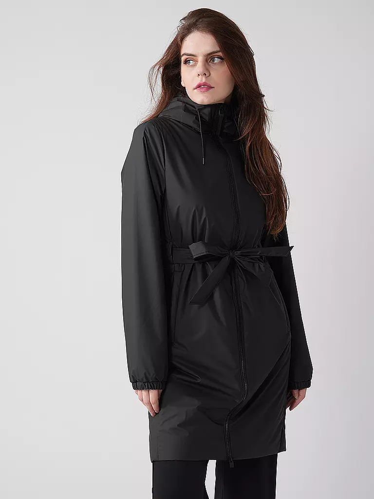 RAINS | Regenjacke LOHJA LONG INSULTED CURVED JACKET  | schwarz