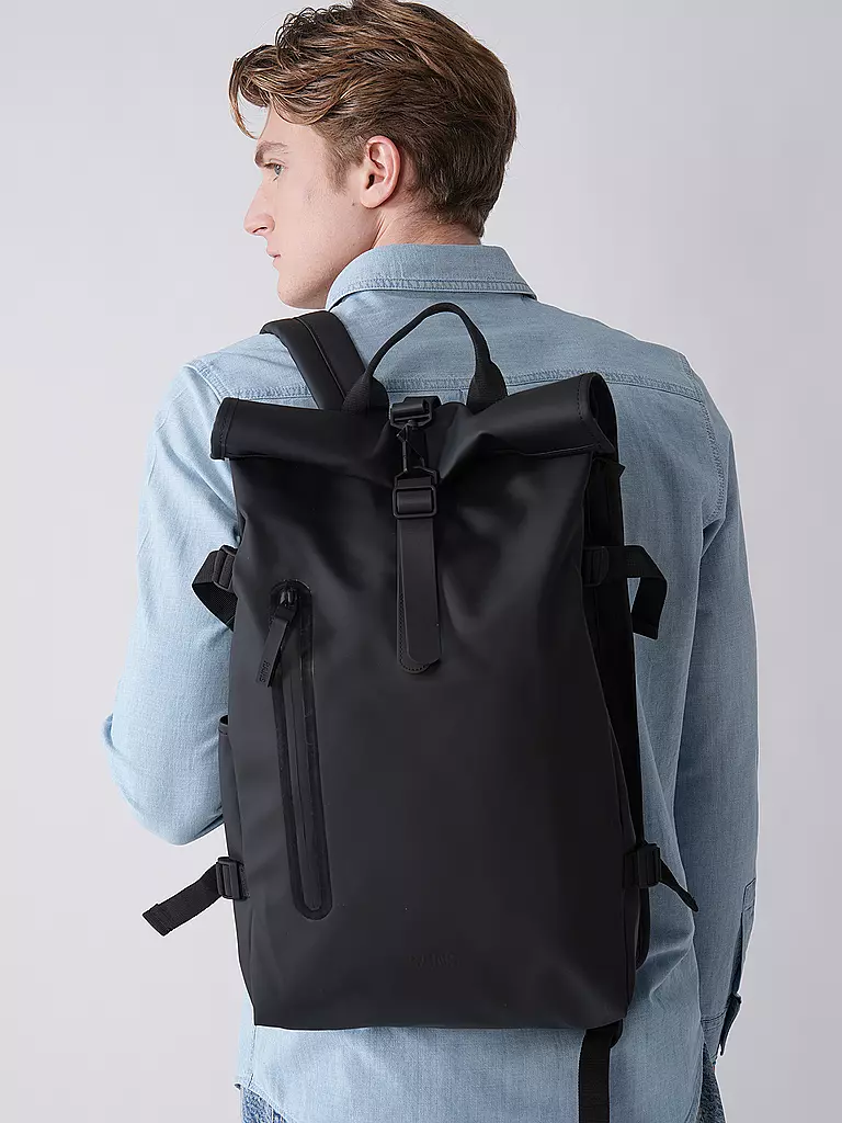 RAINS | Rucksack Rolltop Large  | schwarz