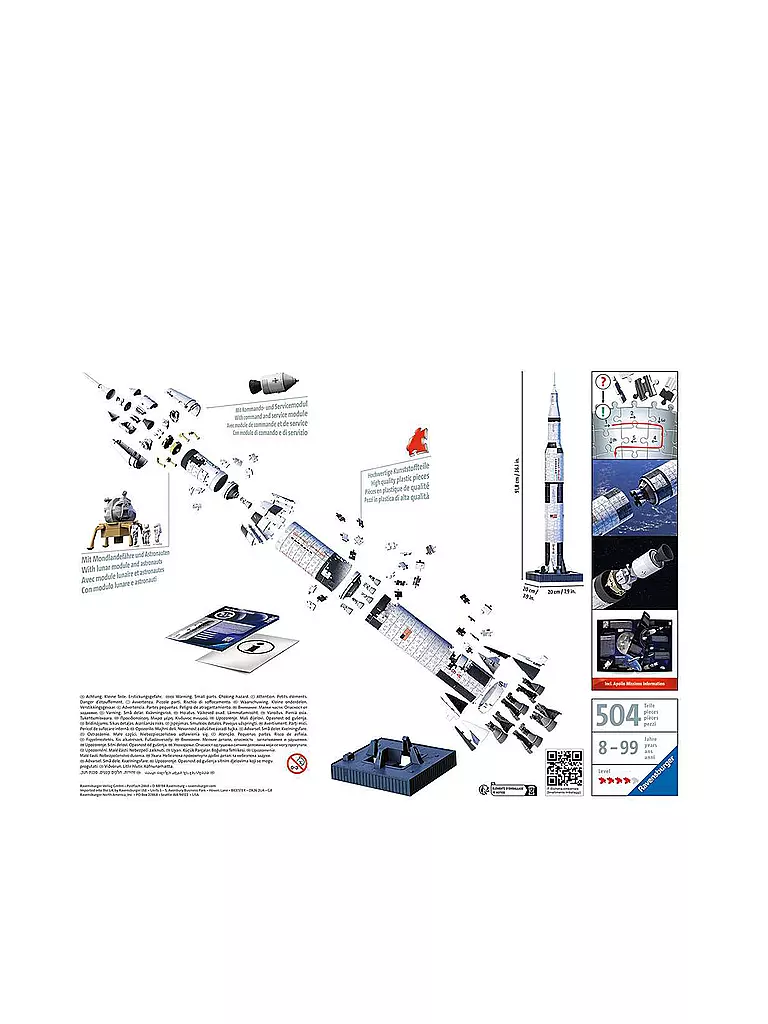 RAVENSBURGER | 3D Puzzle - Apollo Saturn V Rakete 440 Teile  | keine Farbe