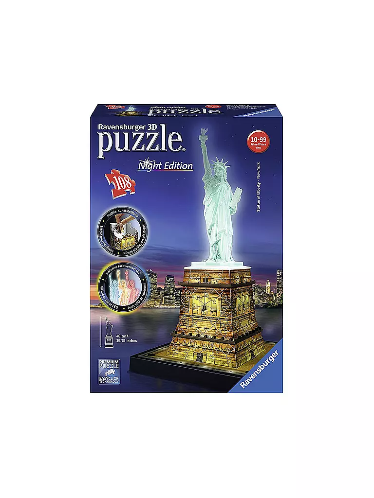 RAVENSBURGER | 3D Puzzle - Freiheitsstatue bei Nacht | keine Farbe