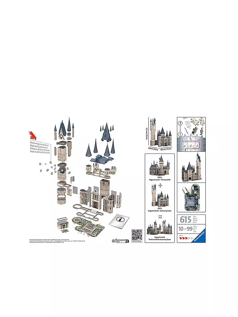 RAVENSBURGER | 3D Puzzle - Harry Potter Hogwarts Schloss - Astronom 540 Teile | keine Farbe