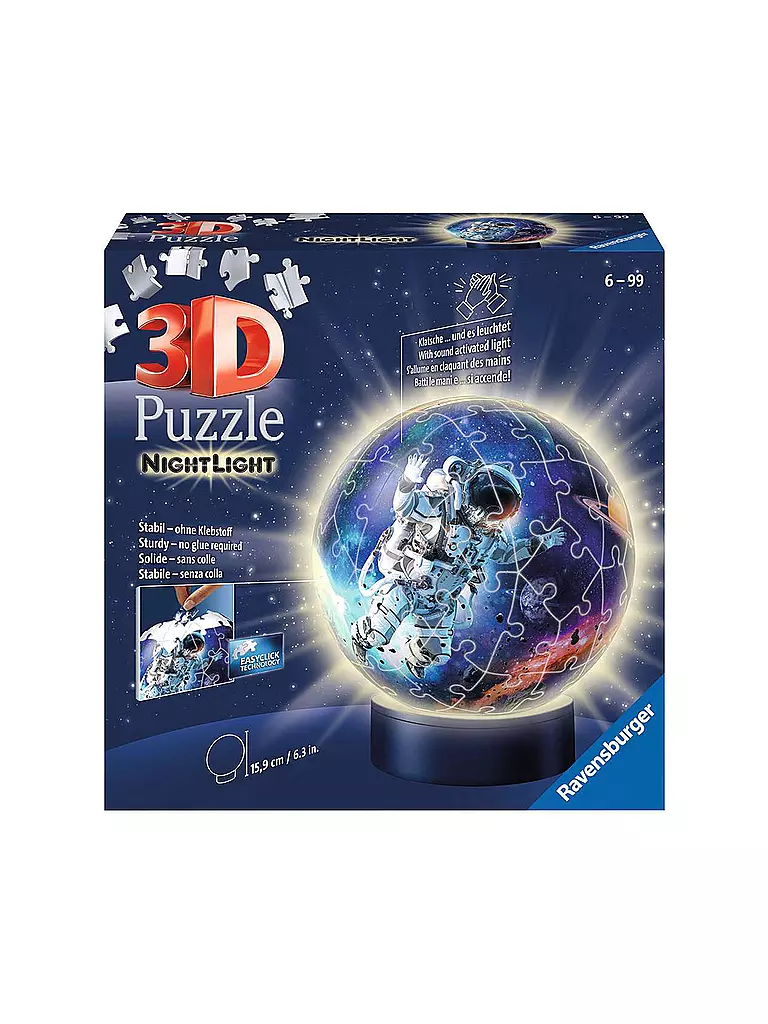 RAVENSBURGER | 3D Puzzle - Nachtlicht - Astronauten im Weltall - 72 Teile | keine Farbe