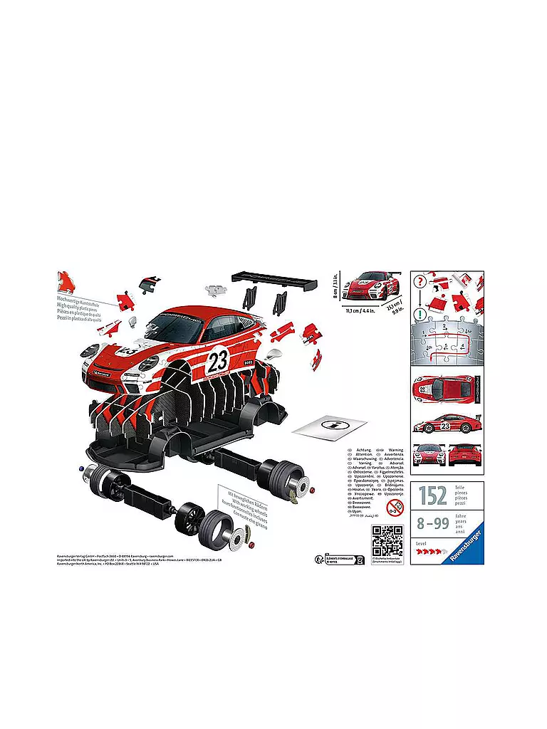 RAVENSBURGER | 3D Puzzle - Porsche 911 GT3 Cup Salzburg Design | keine Farbe