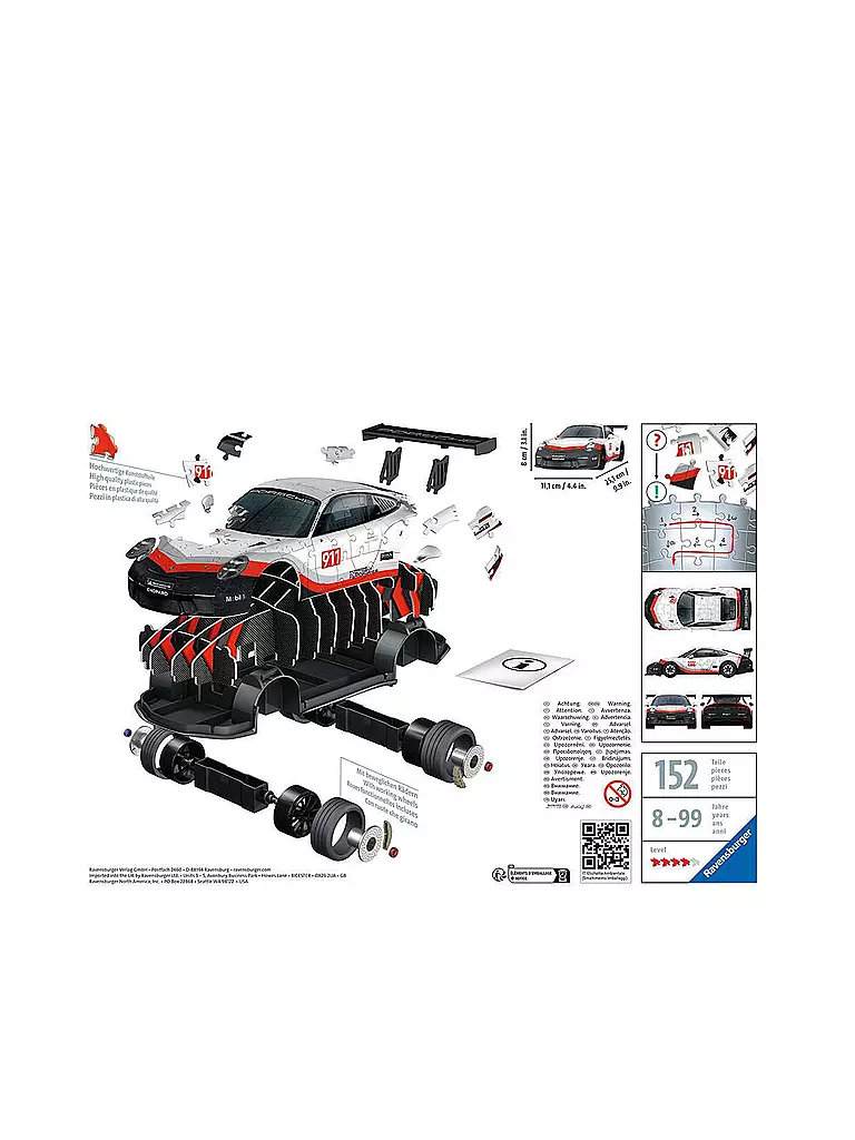 RAVENSBURGER | 3D Puzzle - Porsche 911 GT3 Cup | keine Farbe