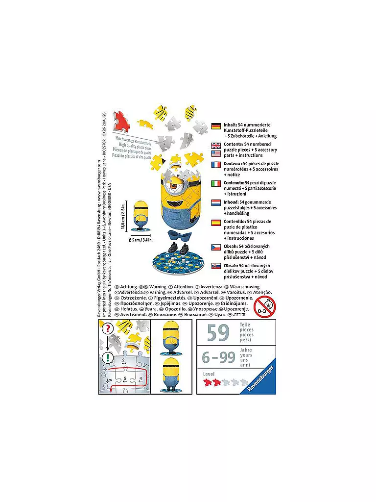 RAVENSBURGER | 3D Puzzle Minion Jeans 11199 - Minions 2 - 54 Teile | keine Farbe
