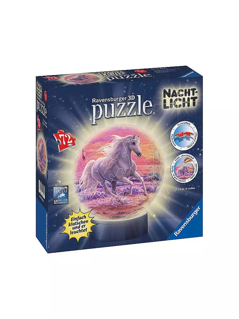 RAVENSBURGER | 3D Puzzleball - Nachtlicht - Pferde am Strand | keine Farbe