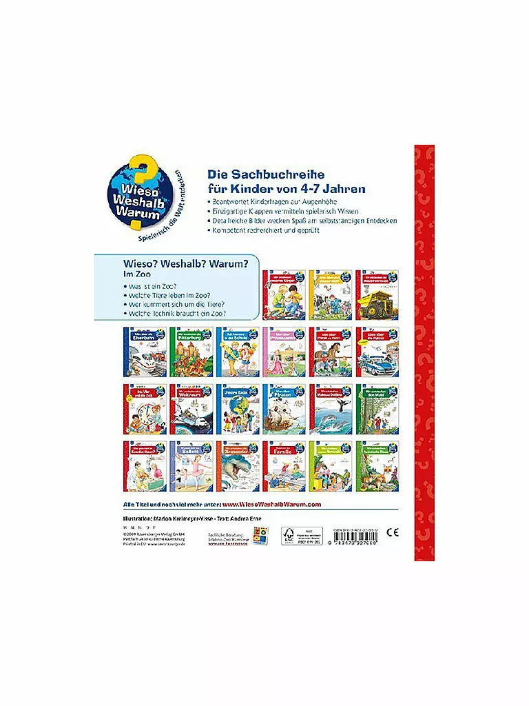 RAVENSBURGER | Buch - Wieso Weshalb Warum - Im Zoo Band 45 | keine Farbe