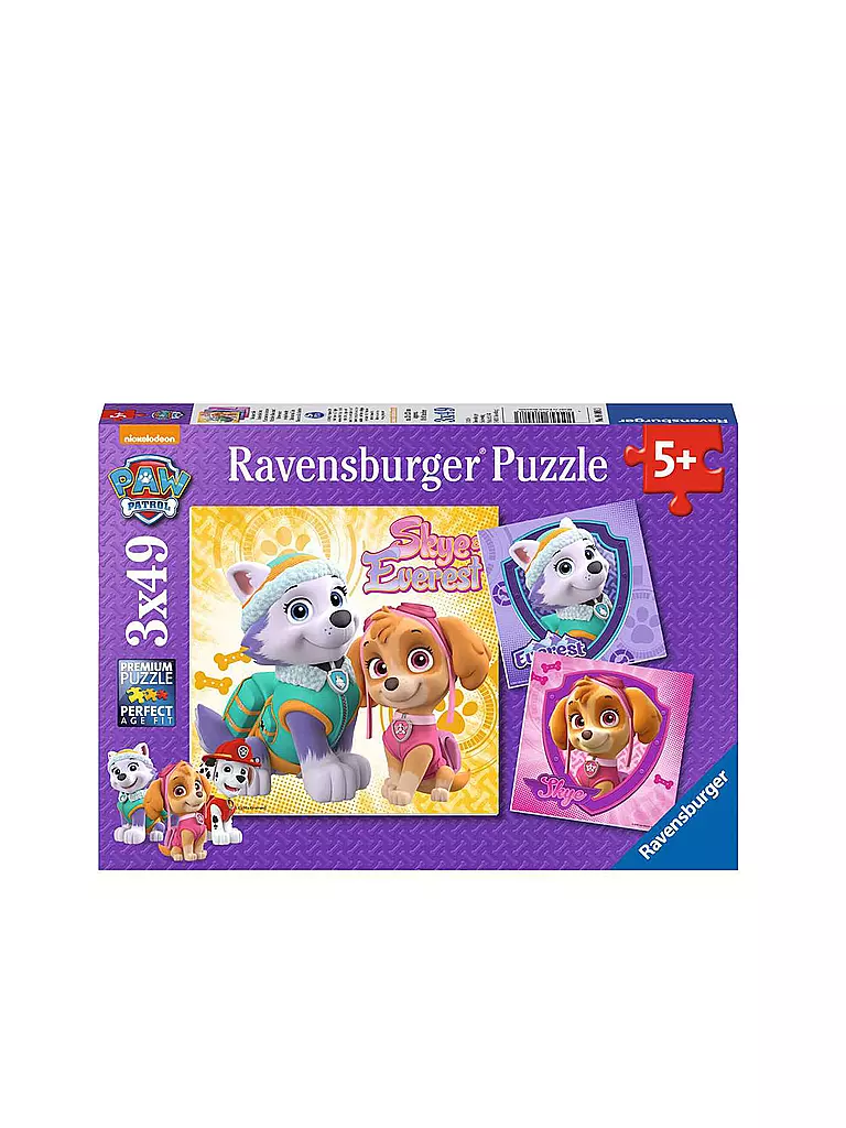 RAVENSBURGER | Kinderpuzzle - Paw Patrol - Bezaubernde Hundemädchen 3x49 Teile | keine Farbe