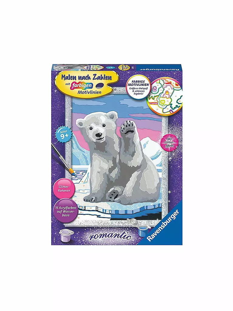 RAVENSBURGER | Malen nach Zahlen 28985 - Hallo, kleiner Eisbär | keine Farbe