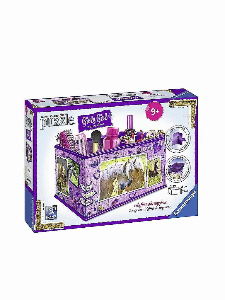 RAVENSBURGER | Puzzle - Aufbewahrungsbox Pferde "Girly Girl Edition" 216 Teile | transparent