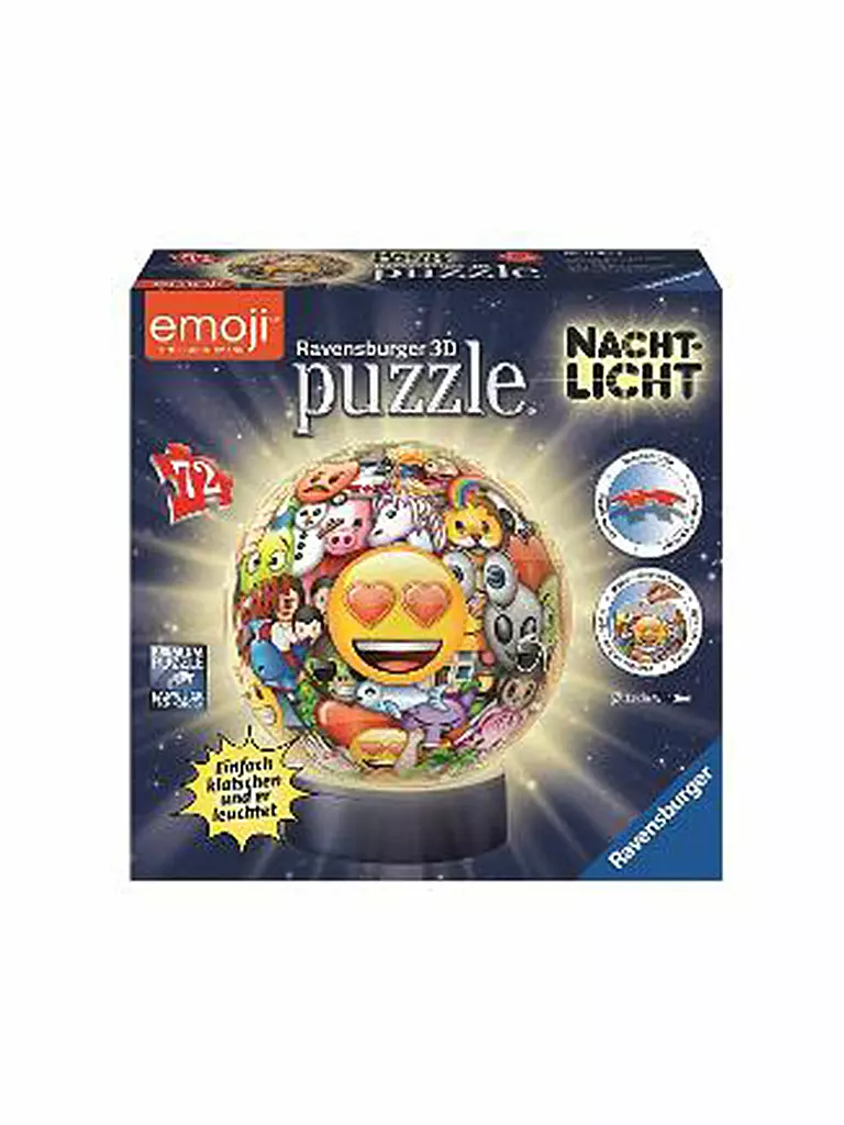RAVENSBURGER | Puzzleball - Nachtlicht Emoji (72 Teile) | transparent