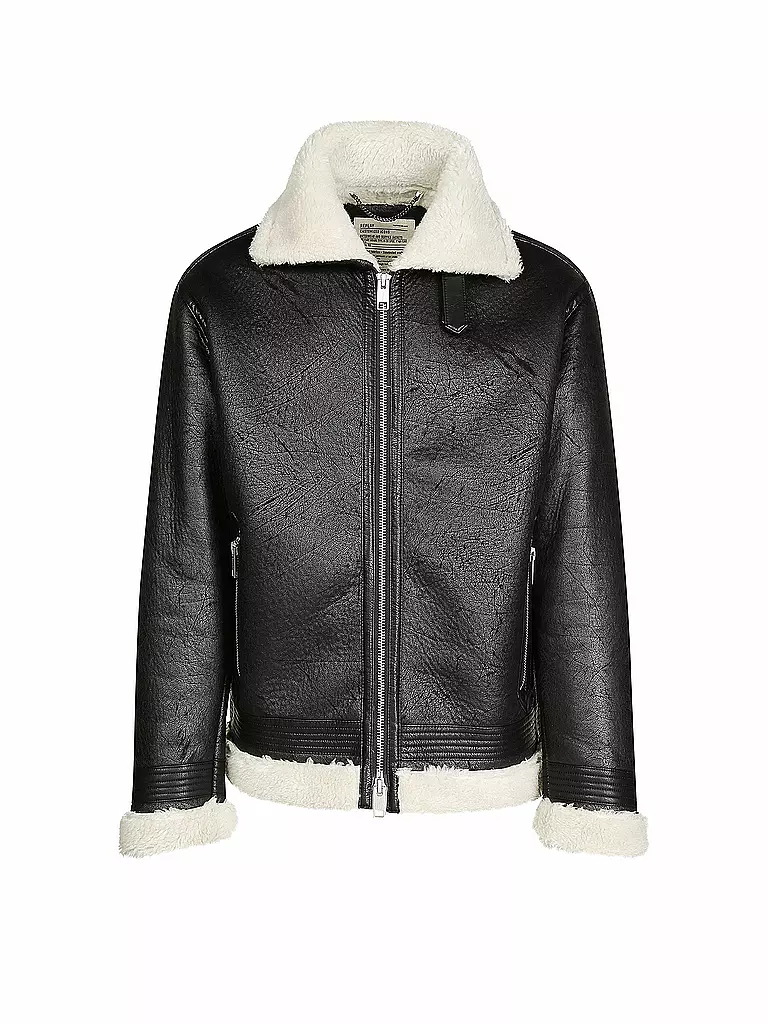 REPLAY | Jacke in Leder-/Lammfelloptik | schwarz