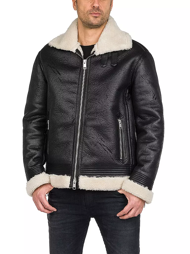 REPLAY | Jacke in Leder-/Lammfelloptik | schwarz