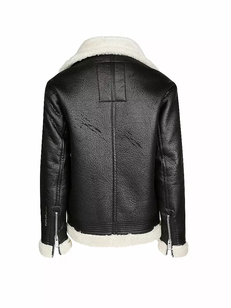 REPLAY | Jacke in Leder-/Lammfelloptik | schwarz