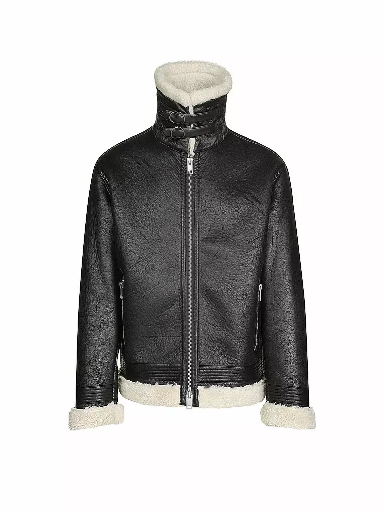 REPLAY | Jacke in Leder-/Lammfelloptik | schwarz