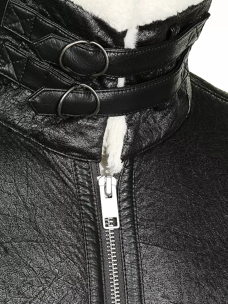 REPLAY | Jacke in Leder-/Lammfelloptik | schwarz