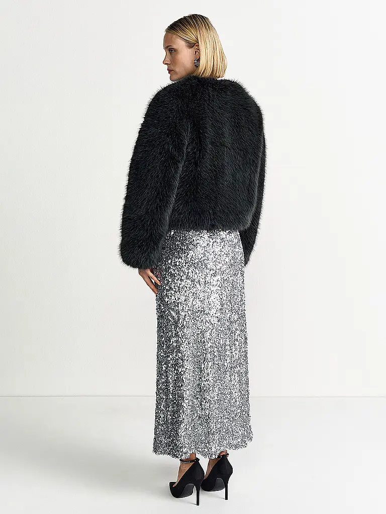 RICH & ROYAL | Jacke in Felloptik  | Schwarz