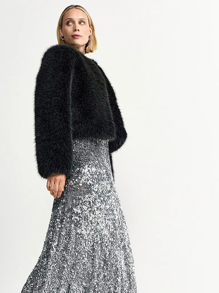 RICH & ROYAL | Jacke in Felloptik  | Schwarz