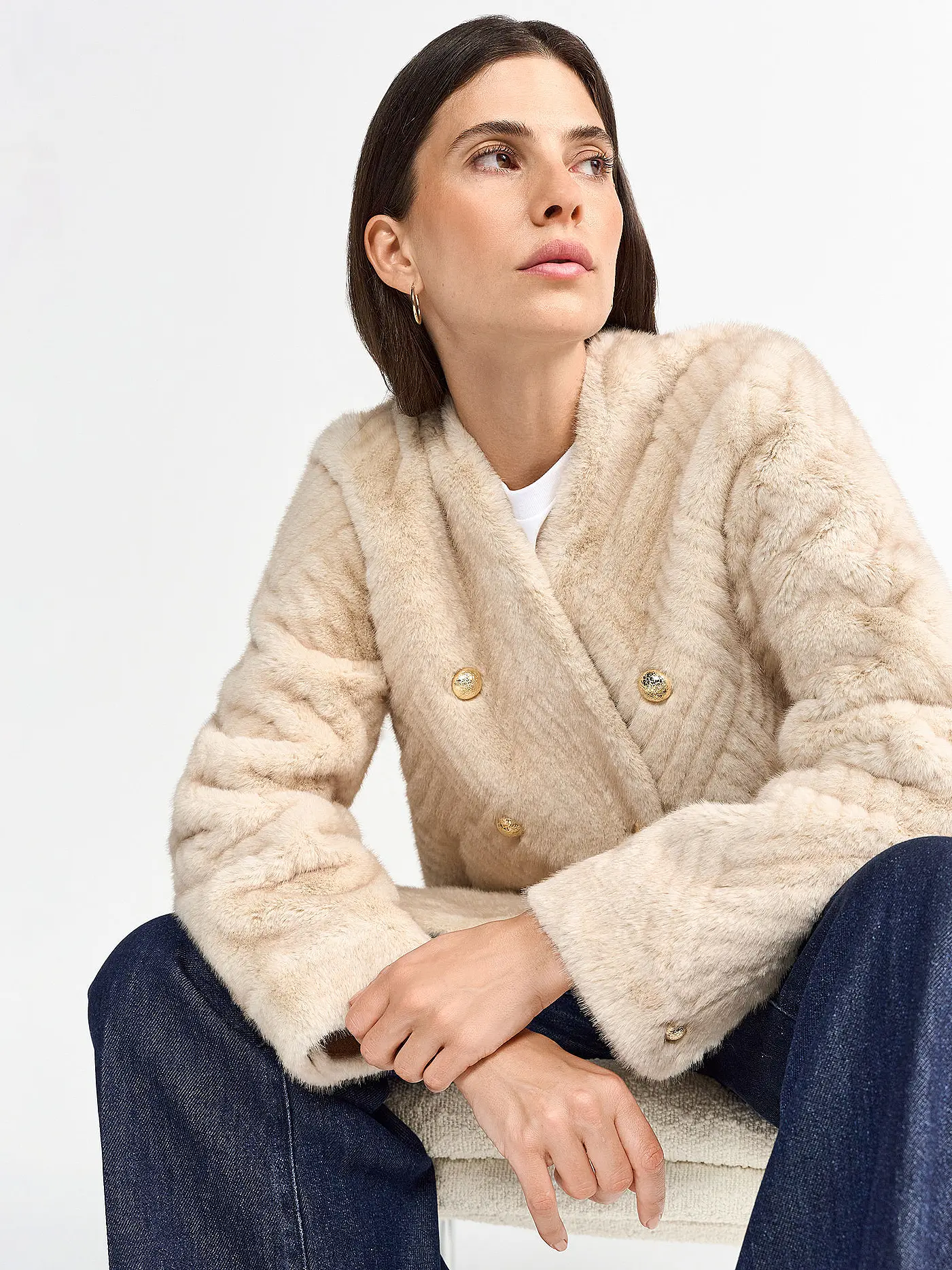 RICH & ROYAL | Jacke in Felloptik  | camel