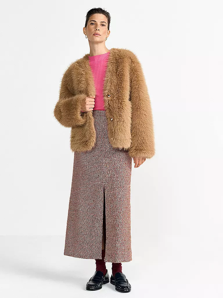 RICH & ROYAL | Jacke in Felloptik  | camel