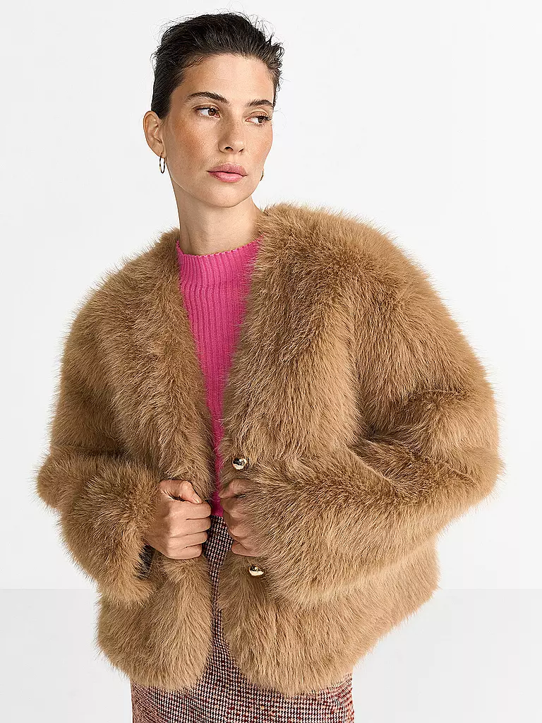 RICH & ROYAL | Jacke in Felloptik  | camel