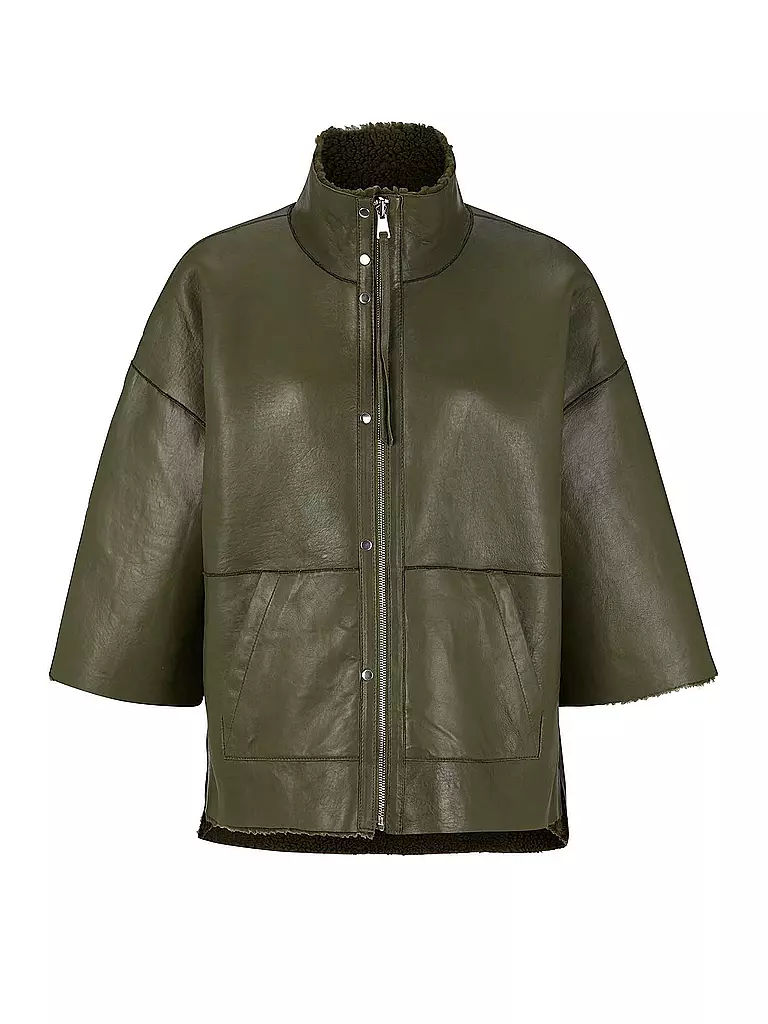 RICH & ROYAL | Leder Wendejacke | olive