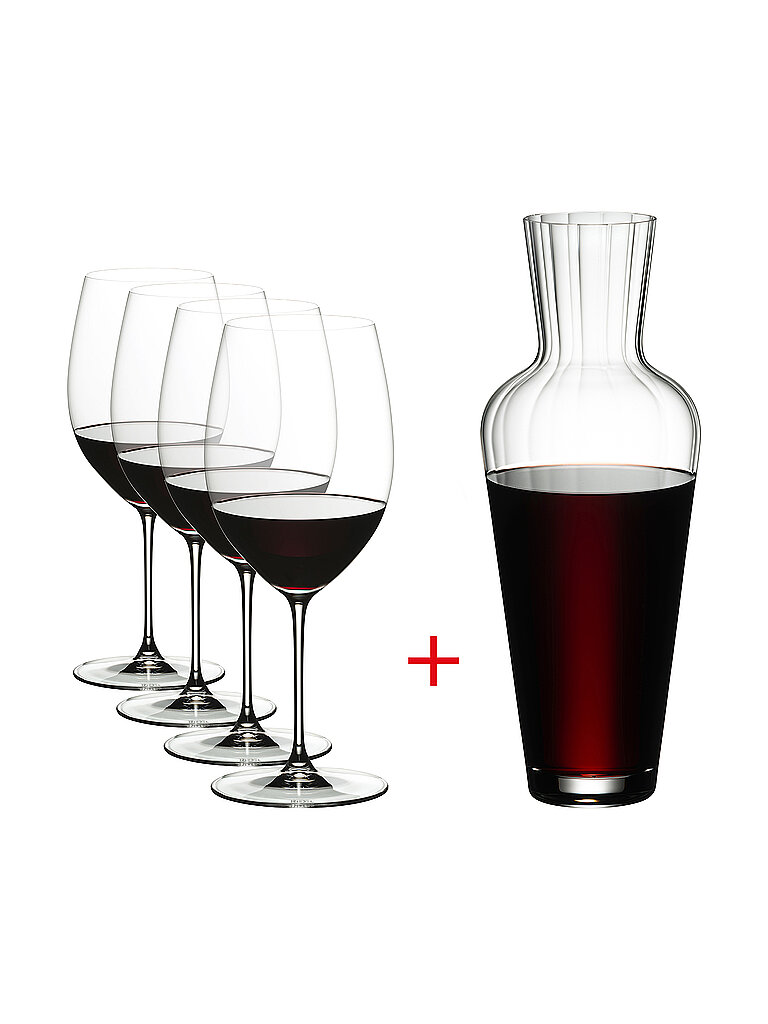 RIEDEL Rotweinglas 5er Set VERITAS Cabernet/Merlot und Dekanter