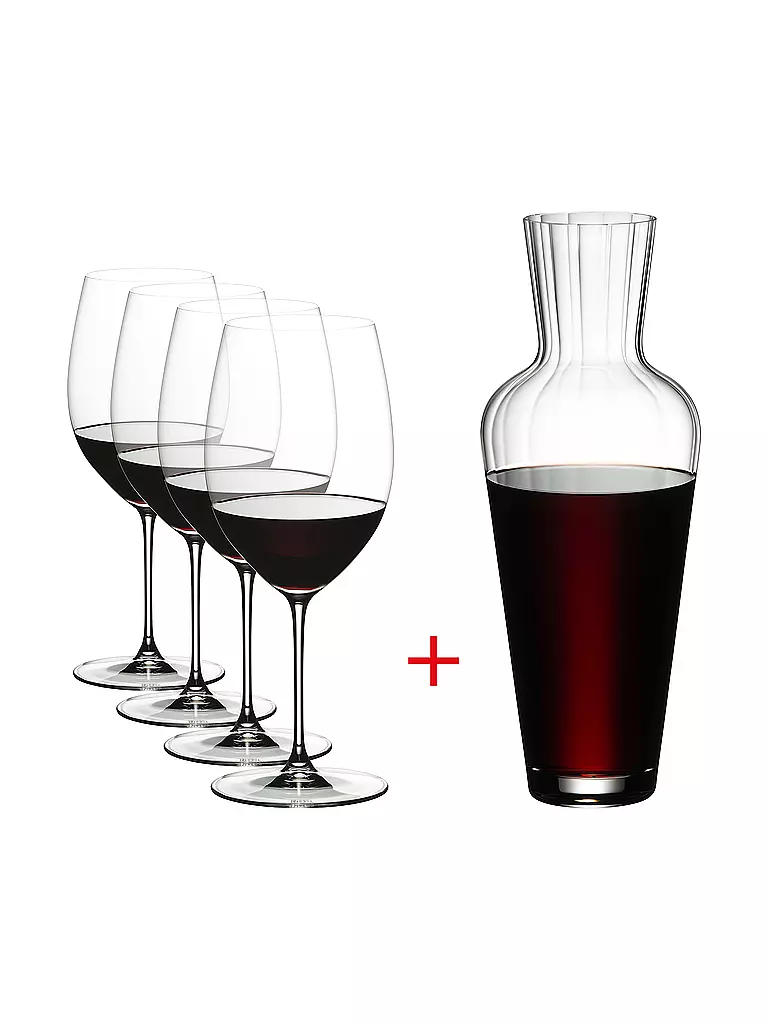 RIEDEL | Rotweinglas 5er Set VERITAS Cabernet/Merlot und Dekanter | transparent