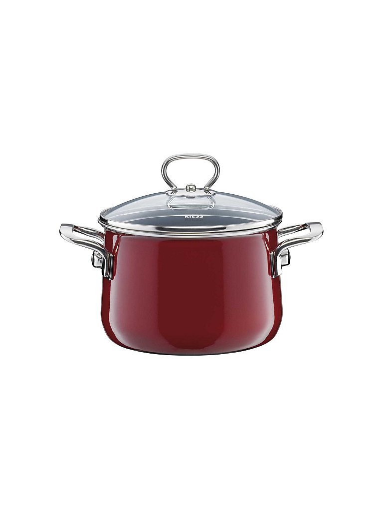RIESS Fleischtopf mit Glasdeckel NOUVELLE 16cm/2l Rosso dunkelrot
