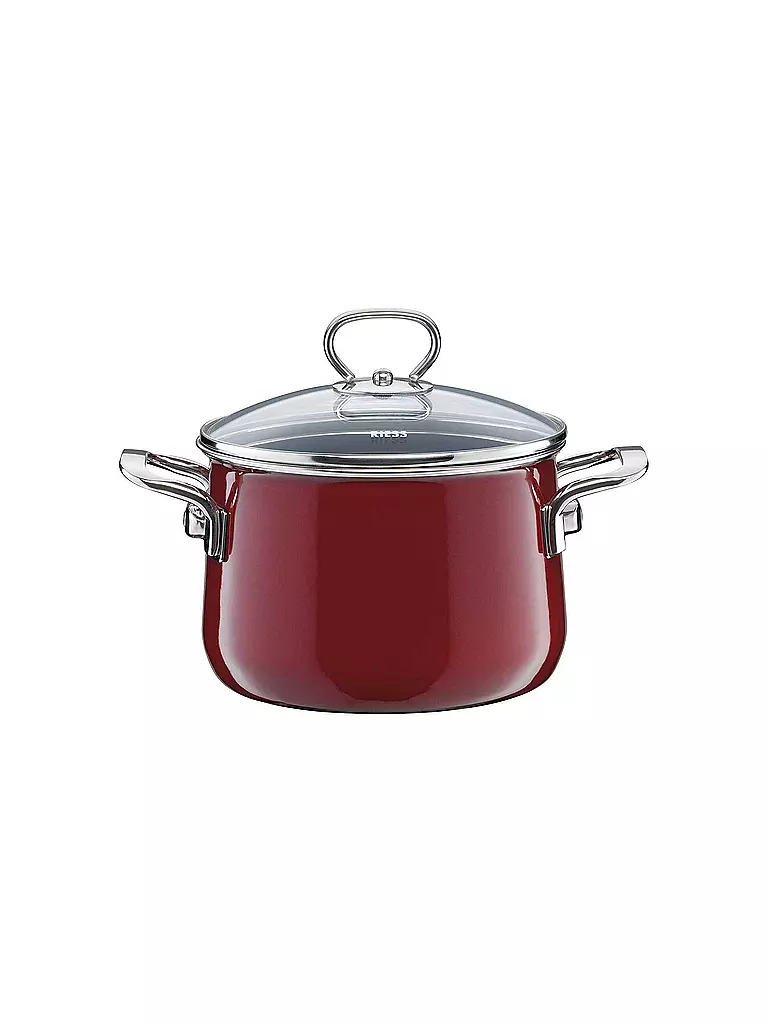 RIESS | Fleischtopf mit Glasdeckel "Rosso" 24cm/6,5l | dunkelrot