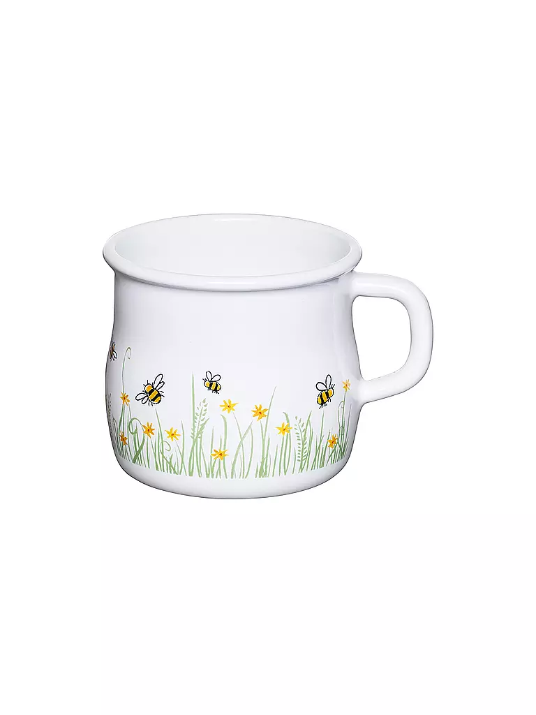 RIESS | Trinkbecher - Topf mit Bördel 8cm/ 3/8L BIENE Weiss  | weiss