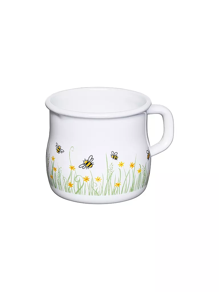 RIESS | Trinkbecher - Topf mit Bördel 8cm/ 3/8L BIENE Weiss  | weiss