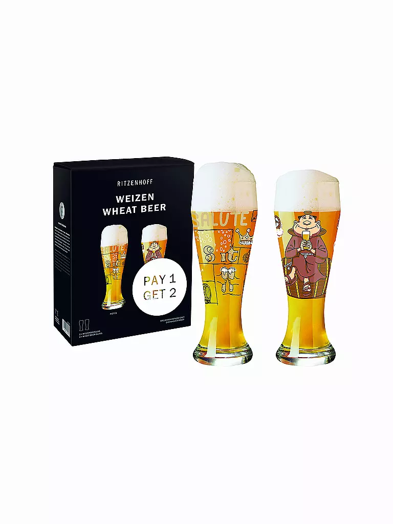 RITZENHOFF | Biergläser Set 2er Weizenbier 2x645ml | bunt