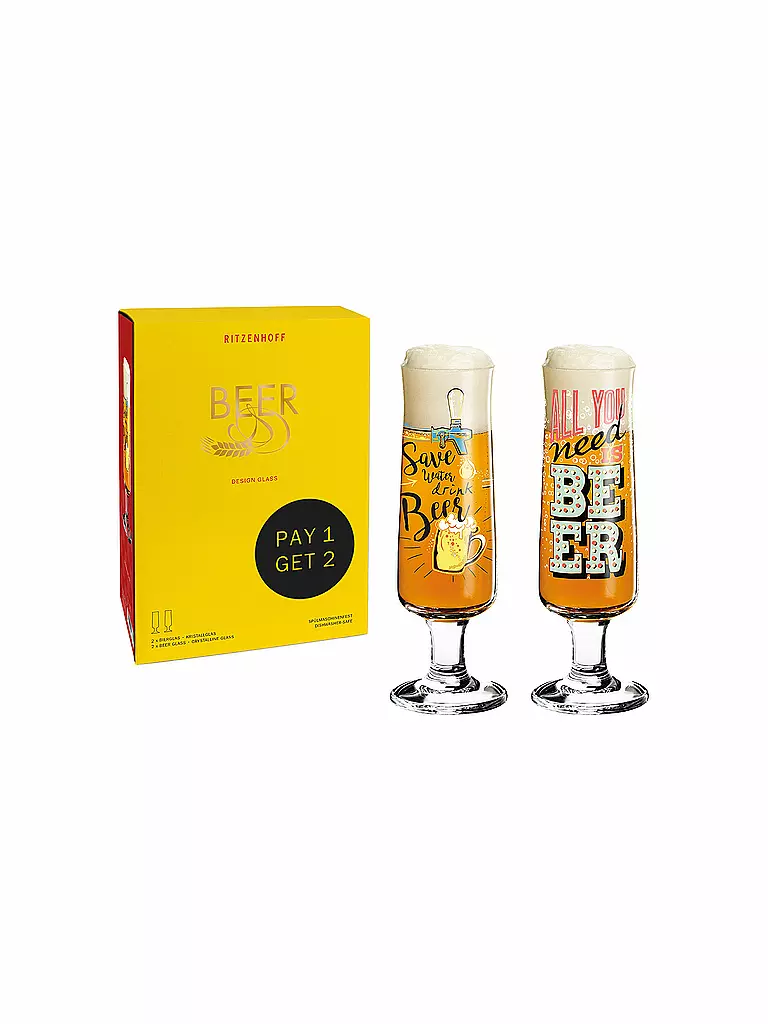 RITZENHOFF | Bierglas 2er Set Beer 390ml | bunt