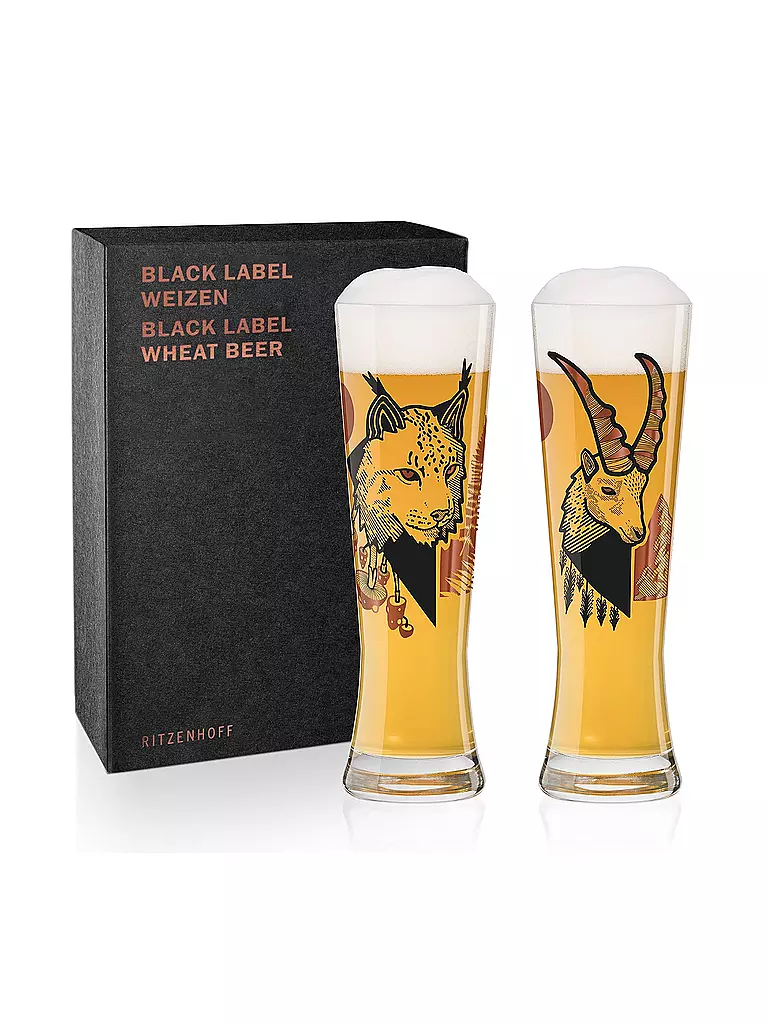RITZENHOFF | Black Label Weizenbierglas-Set von Daniel Fatemi (Lynx & Chamois) | schwarz