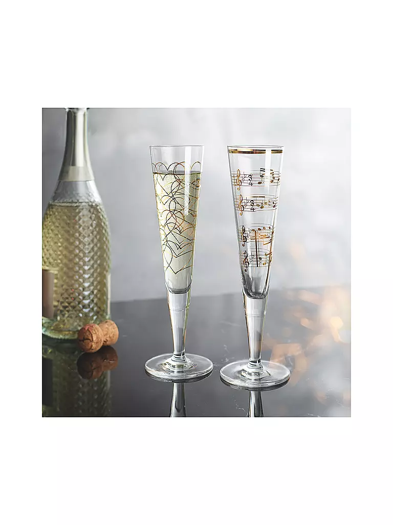 RITZENHOFF | Champagnerglas 2-er Set Goldnacht Champus #23 Nathalie Jean, Rurik Mahlberg 2023 | gold