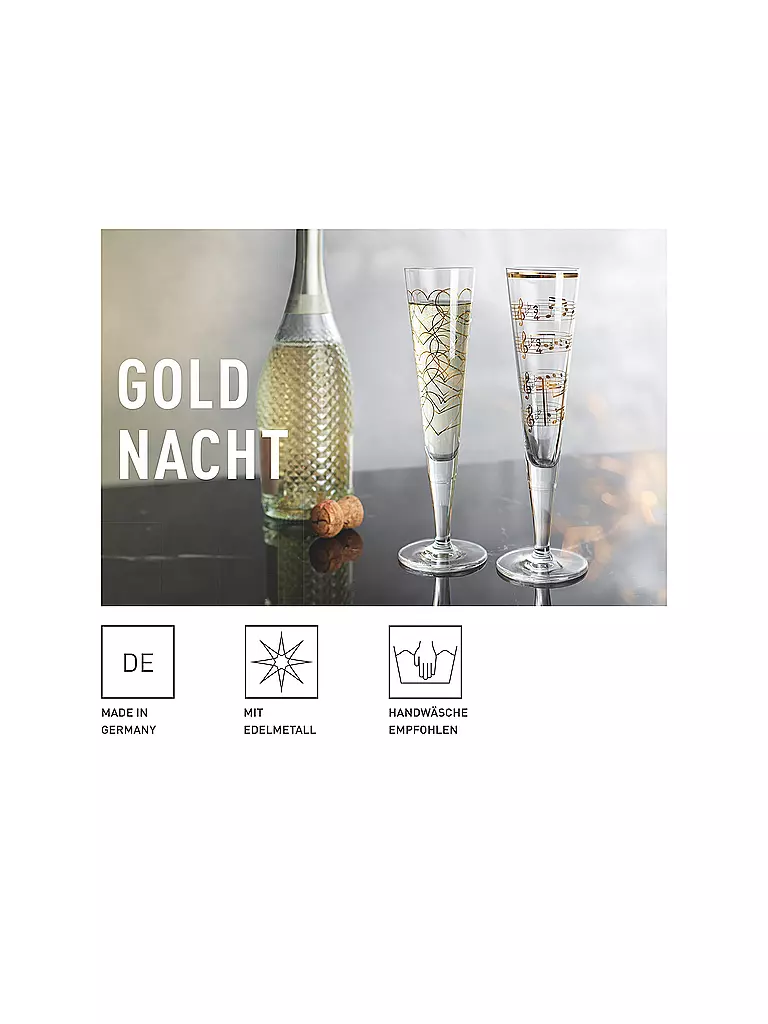 RITZENHOFF | Champagnerglas 2-er Set Goldnacht Champus #23 Nathalie Jean, Rurik Mahlberg 2023 | gold