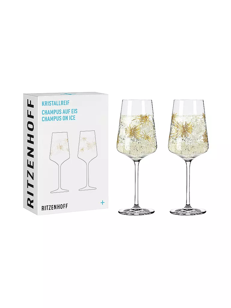 RITZENHOFF | Champagnerglas Set 2er " Champus on Ice " Kristallreif 2x400ml | gold