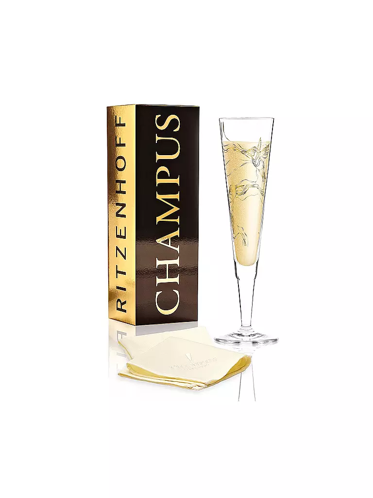 RITZENHOFF | Champus Champagnerglas von Marvin Benzoni (Hummingbirds) | gold