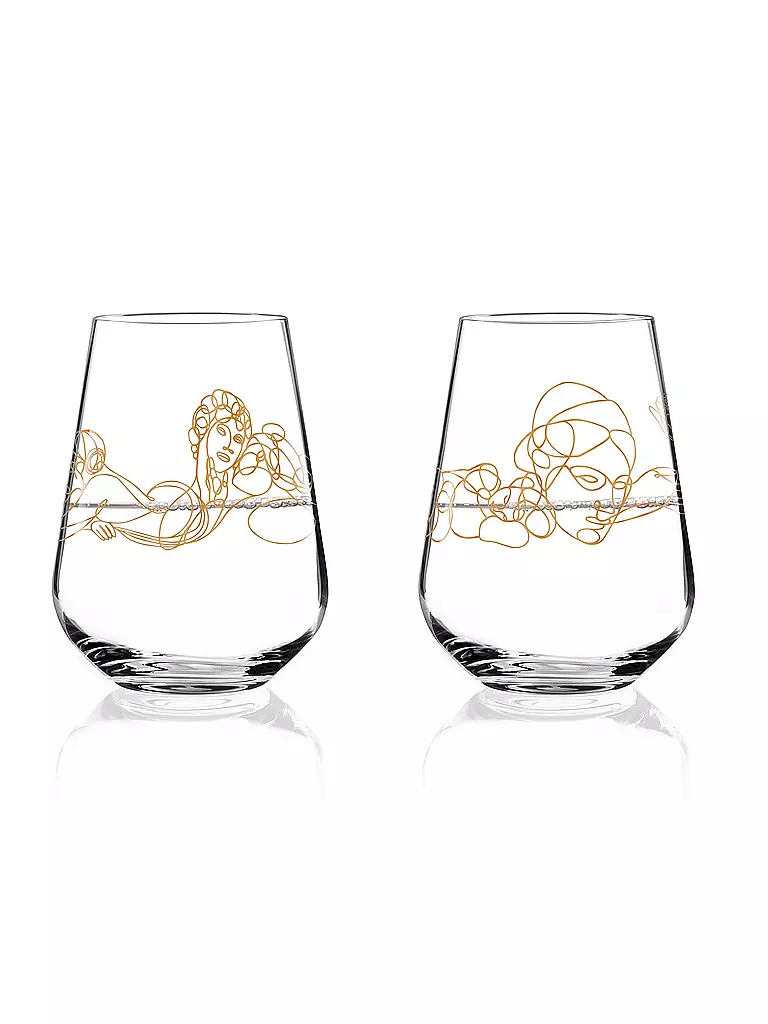 RITZENHOFF | Wasserglas-Set von Burkhard Neie (Dionysos & Pan / Zeus & Semele) | gold