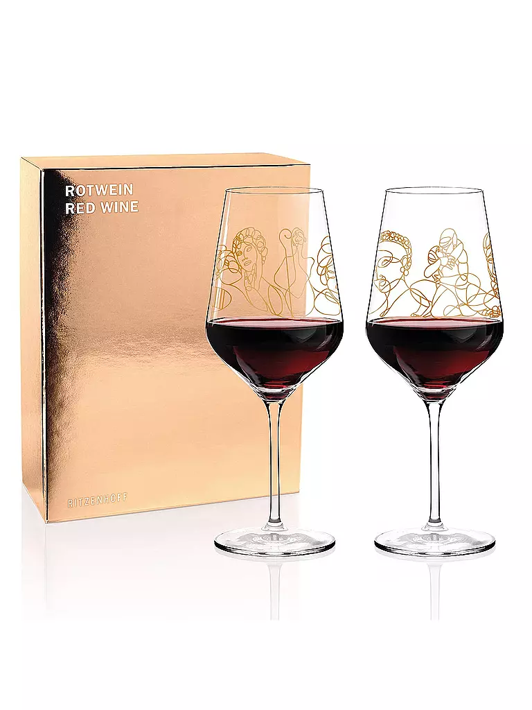 RITZENHOFF | Wein-Ensemble Rotweinglas-Set von Burkhard Neie (Pan & Selene / Zeus & Leda) | gold