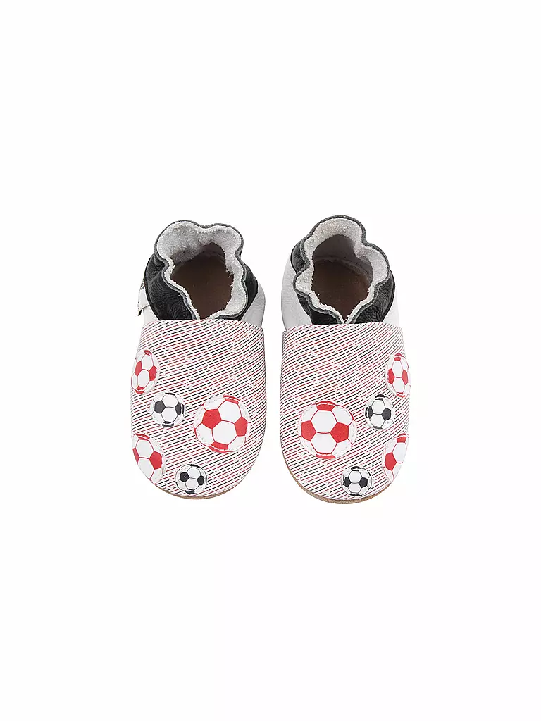 ROSE ET CHOCOLAT | Krabbelschuhe "Soccer Balls" | grau