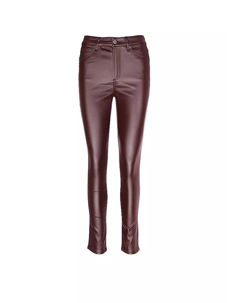 S.OLIVER | Hose in Lederoptik High Rise Skinny  | dunkelrot