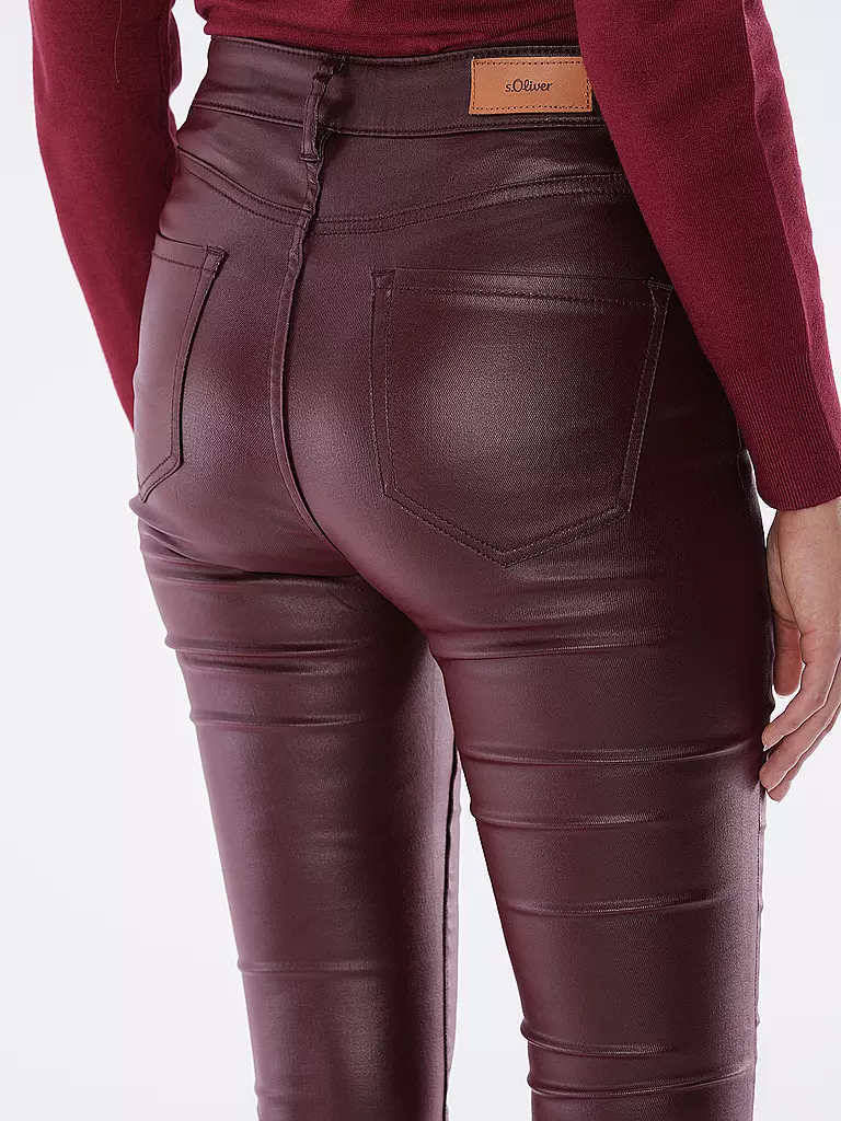 S.OLIVER | Hose in Lederoptik High Rise Skinny  | dunkelrot