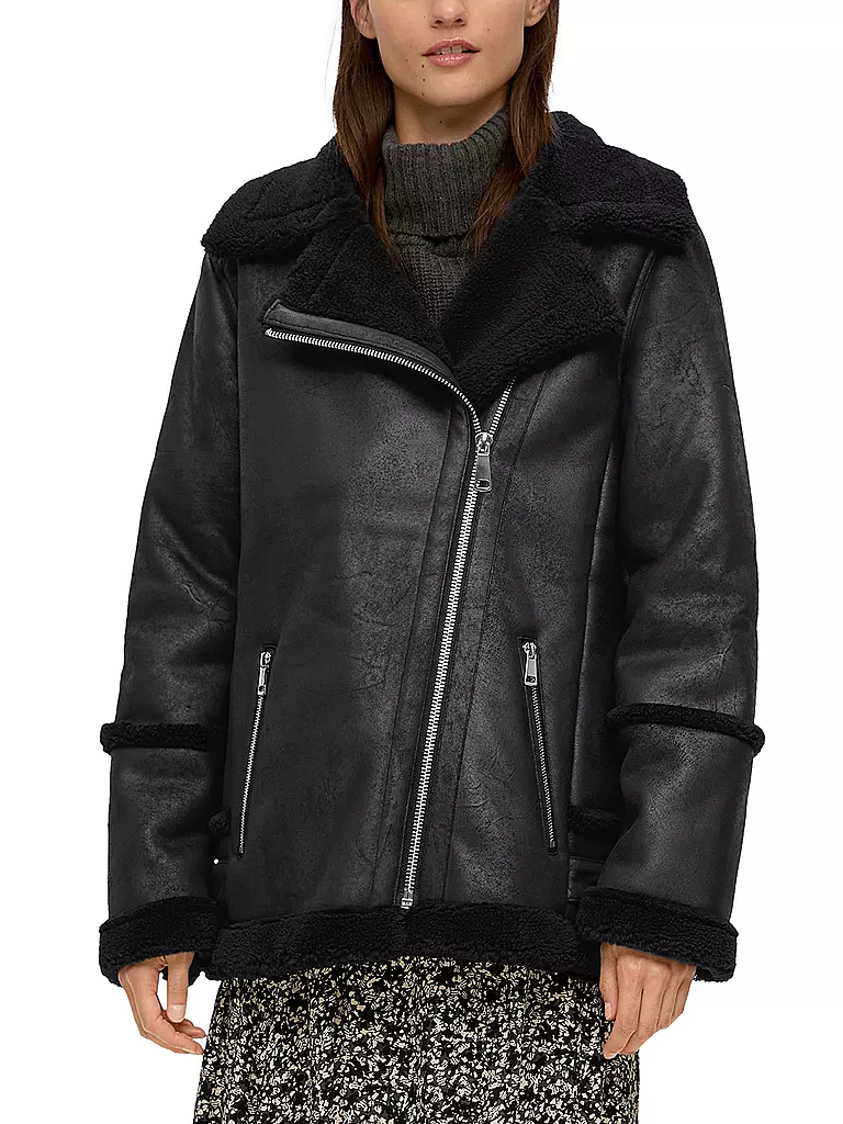 S.OLIVER | Jacke in Lederoptik | schwarz