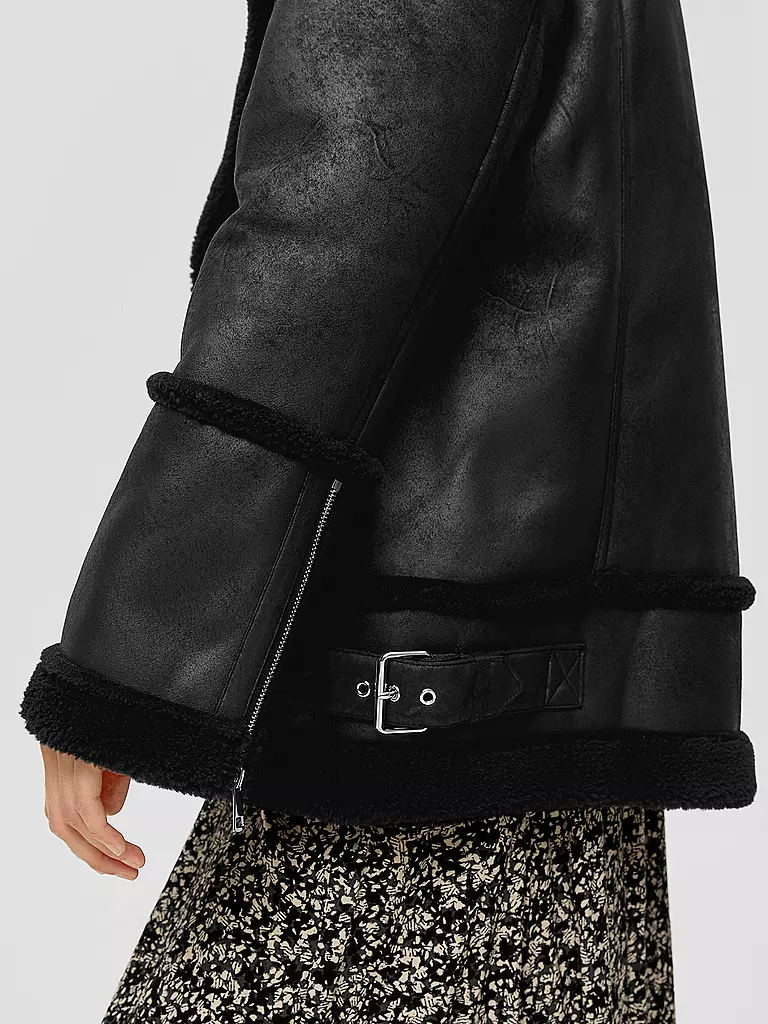 S.OLIVER | Jacke in Lederoptik | schwarz