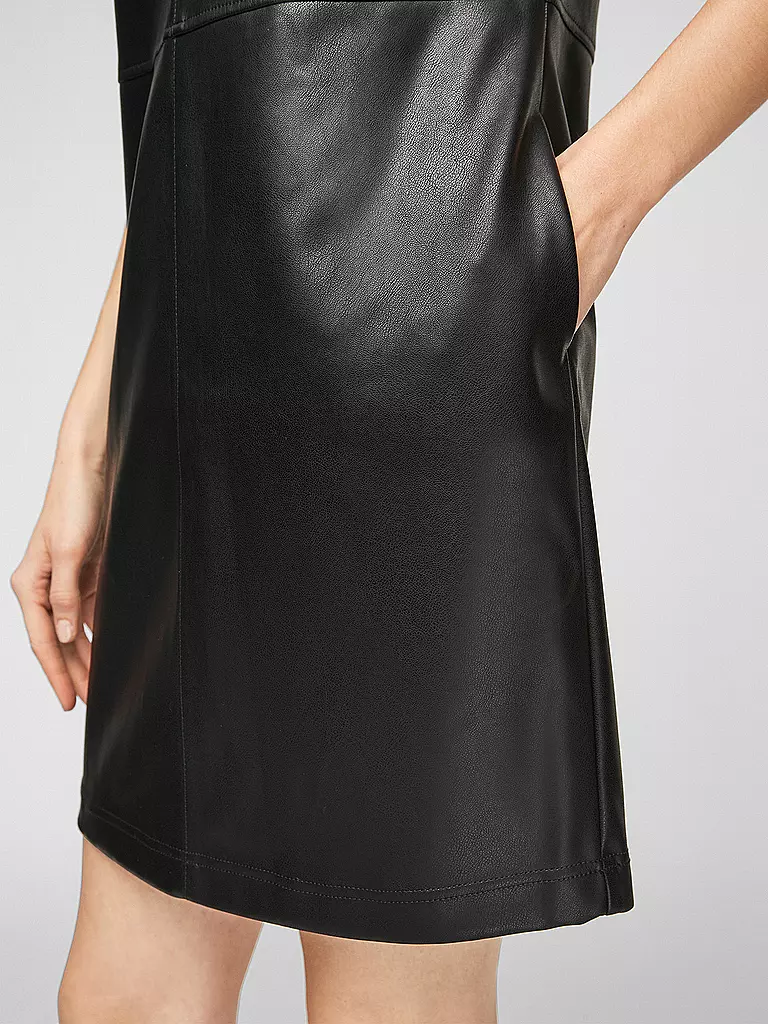 S.OLIVER | Kleid in Lederoptik  | schwarz